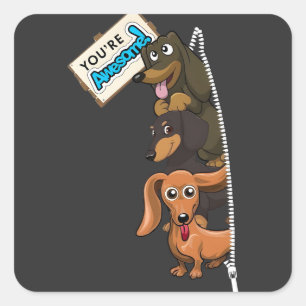 Sticker Carré Dachshund Vous Êtes Super