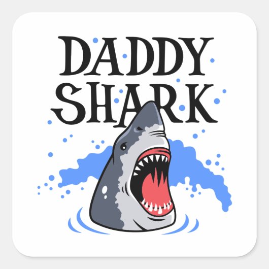 Sticker Carré Daddy Shark - Grand Blanc (Devant)