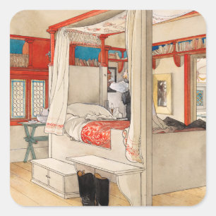 Sticker Carré Daddy's Room, 1895 par Carl Larsson