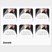 Sticker Carré d'adresse de mariée et de chambre no (Feuille)