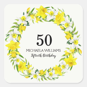 Sticker Carré Daffodiles personnalisées Garland 50e anniversaire