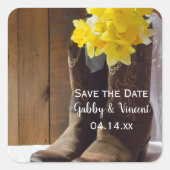Sticker Carré Daffodils Cowboy Boots Grange Mariage Enregistrer  (Devant)