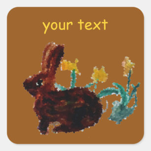 Sticker Carré Daffodique lapin mignon personnalisé