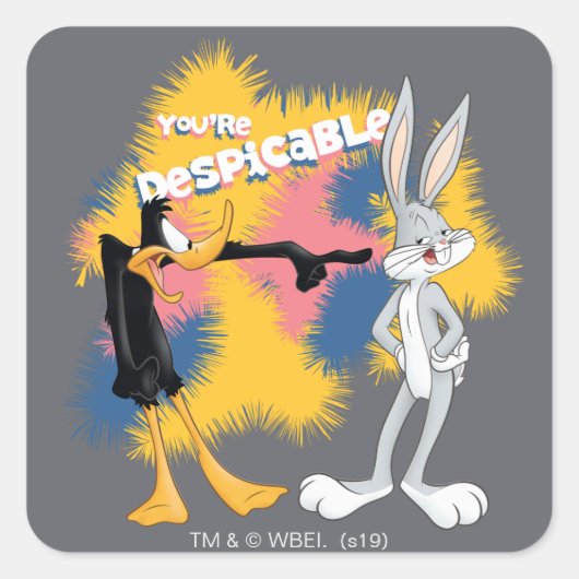 Sticker Carré DAFFY DUCK™ & BUGS BUNNY™ "Vous êtes désespéré" (Devant)