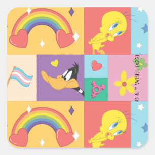 Sticker Carré DAFFY DUCK™ & TWEETY™ - Motif de fierté