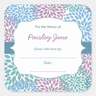 Sticker Carré Dahlia Blooms livre baby showers plaques
