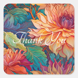 Sticker Carré Dahlia Merci de Tapisserie Florale