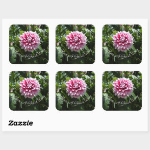 Sticker Carré Dahlia rose