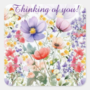 Sticker Carré Dainty Joli aquarelle Floral