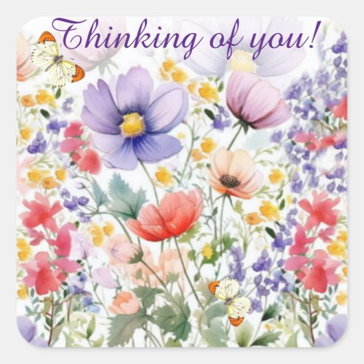 Sticker Carré Dainty Joli aquarelle Floral (Devant)