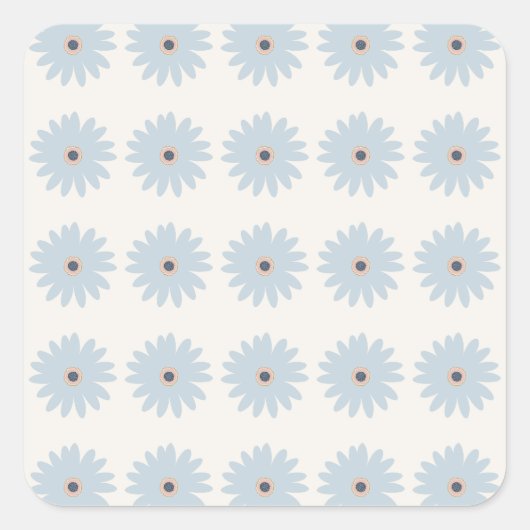Sticker Carré Daisy Bleu Clair (Devant)