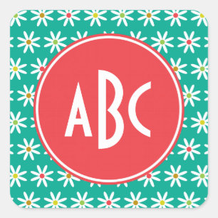 Sticker Carré Daisy Dots Monogrammés