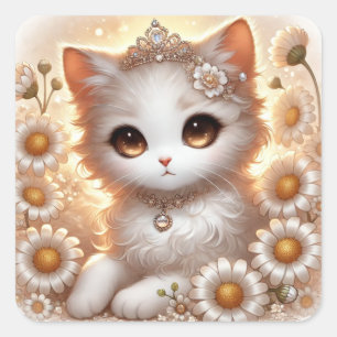 Sticker Carré Daisy Princess Cat