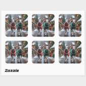 Sticker Carré Dalmatian Dogs Christmas Snow Holiday  (Feuille)