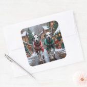 Sticker Carré Dalmatian Dogs Christmas Snow Holiday  (Enveloppe)