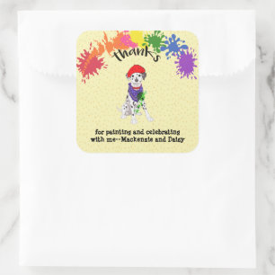 Sticker Carré Dalmatie Chien Amusant Art fête d'anniversaire