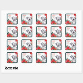 Sticker Carré Dalmatie Poinsettia frontière Noël (Feuille)