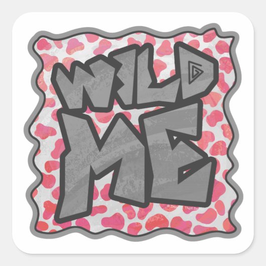 Sticker Carré Dalmatie rose et blanc Wid Me (Devant)