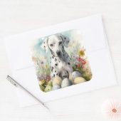 Sticker Carré Dalmatien avec oeufs de Pâques (Enveloppe)