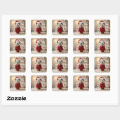 Sticker Carré Dalmatien de Noël dans un pull rouge (Feuille)