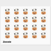 Sticker Carré Dalmatien En Chiens Doux Citrouille Joyeux Hallowe (Feuille)
