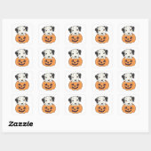 Sticker Carré Dalmatien En Chiens Doux Citrouille Joyeux Hallowe (Feuille)