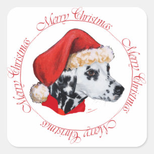 Sticker Carré Dalmatien Joyeux Noël