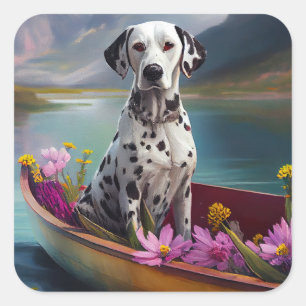 Sticker Carré Dalmatien sur une pagaie : Une aventure pittoresqu