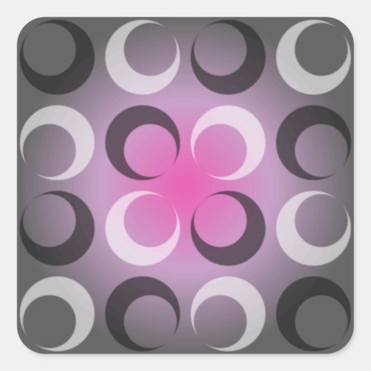 Sticker Carré Damas gris et rose (Devant)