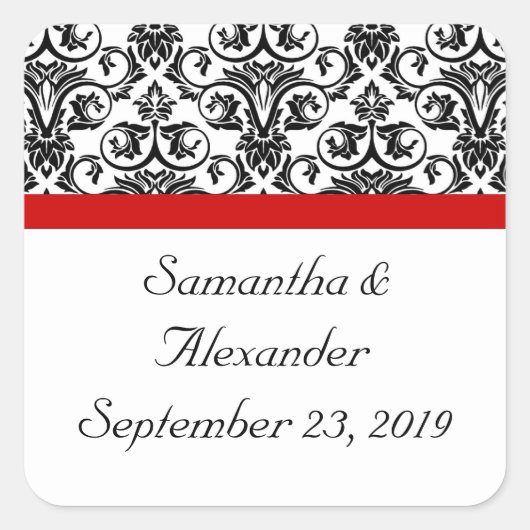 Sticker Carré Damas noir/blanc avec accentuation rouge (Devant)