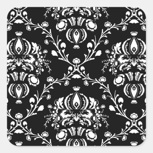 Sticker Carré Damas noir et blanc (Devant)