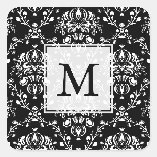 Sticker Carré Damas personnalisées noir et blanc (Devant)