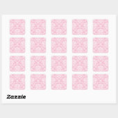 Sticker Carré Damas rose et blanc (Feuille)