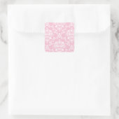 Sticker Carré Damas rose et blanc (Sac)