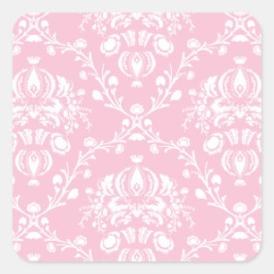 Sticker Carré Damas rose et blanc
