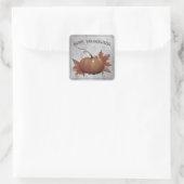 Sticker Carré Damask, Citrouille de Thanksgiving | Gris (Sac)