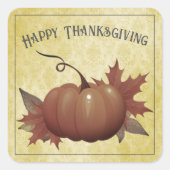 Sticker Carré Damask, Citrouille de Thanksgiving | jaune (Devant)