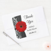 Sticker Carré Damask Red Daisy Mariage Fête des mariées Merci (Enveloppe)