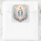 Sticker Carré Dame de grâce Floral Mère Marie Religieuse (Sac)