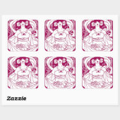 Sticker Carré Dame de récolte Art nouveau (Feuille)