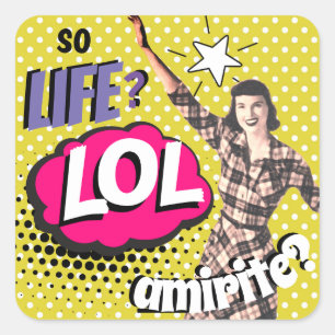 Sticker Carré Dame drôle de l'art pop de la bande dessinée rétro