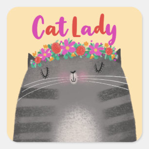 Sticker Carré Dame du chat
