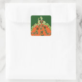 Sticker Carré DAME ORANGE ET SHAMROCK St. Patricks Day Green (Sac)