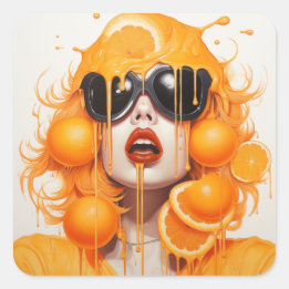 Sticker Carré Dame orange jucifiée