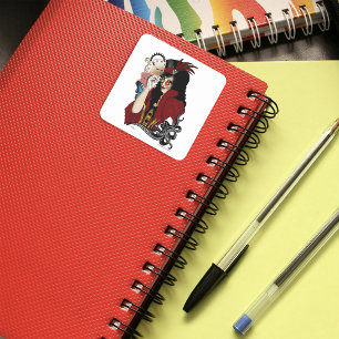 Sticker Carré Dame victorienne rouge steampunk poulpe vintage