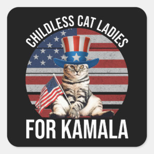 Sticker Carré Dames De Chat Sans Enfant Pour Kamala