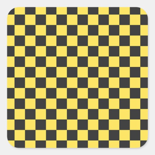 Sticker Carré Damier jaune et noir (Devant)