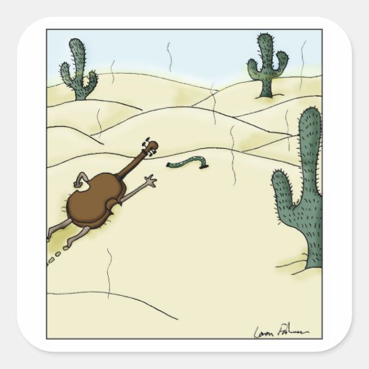 Sticker Carré Dampit in Desert Violin Viola Cello Dessin (Devant)