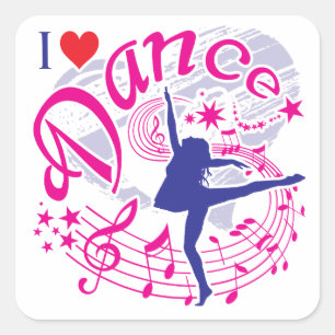 Sticker Carré Dancer's I love Dance
