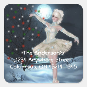 Sticker Carré Dancing Ballerina Christmas Imaginaire Adresse